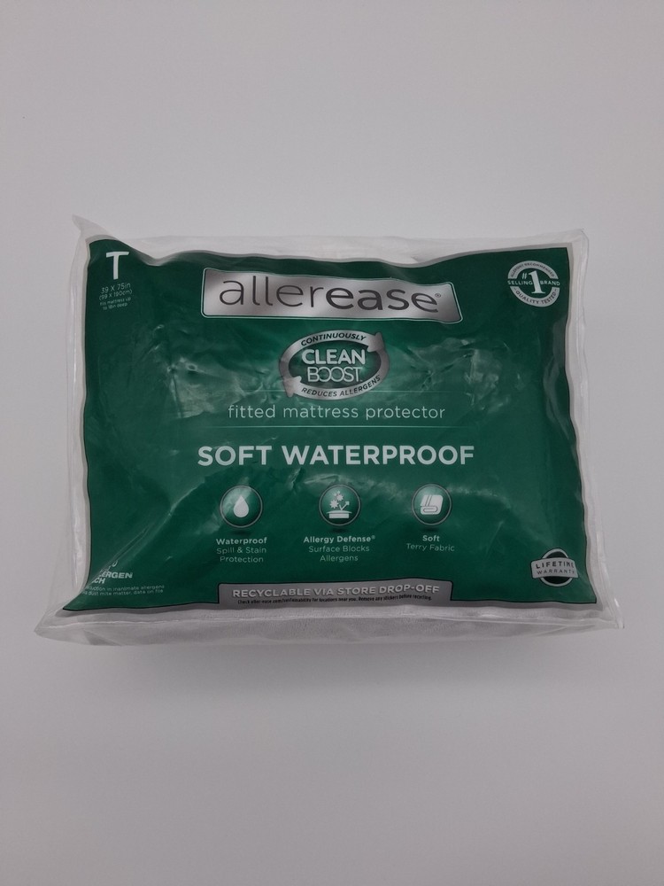 AllerEase Twin Soft Waterproof Allergy Defense Fitted Terry Mattress Protector