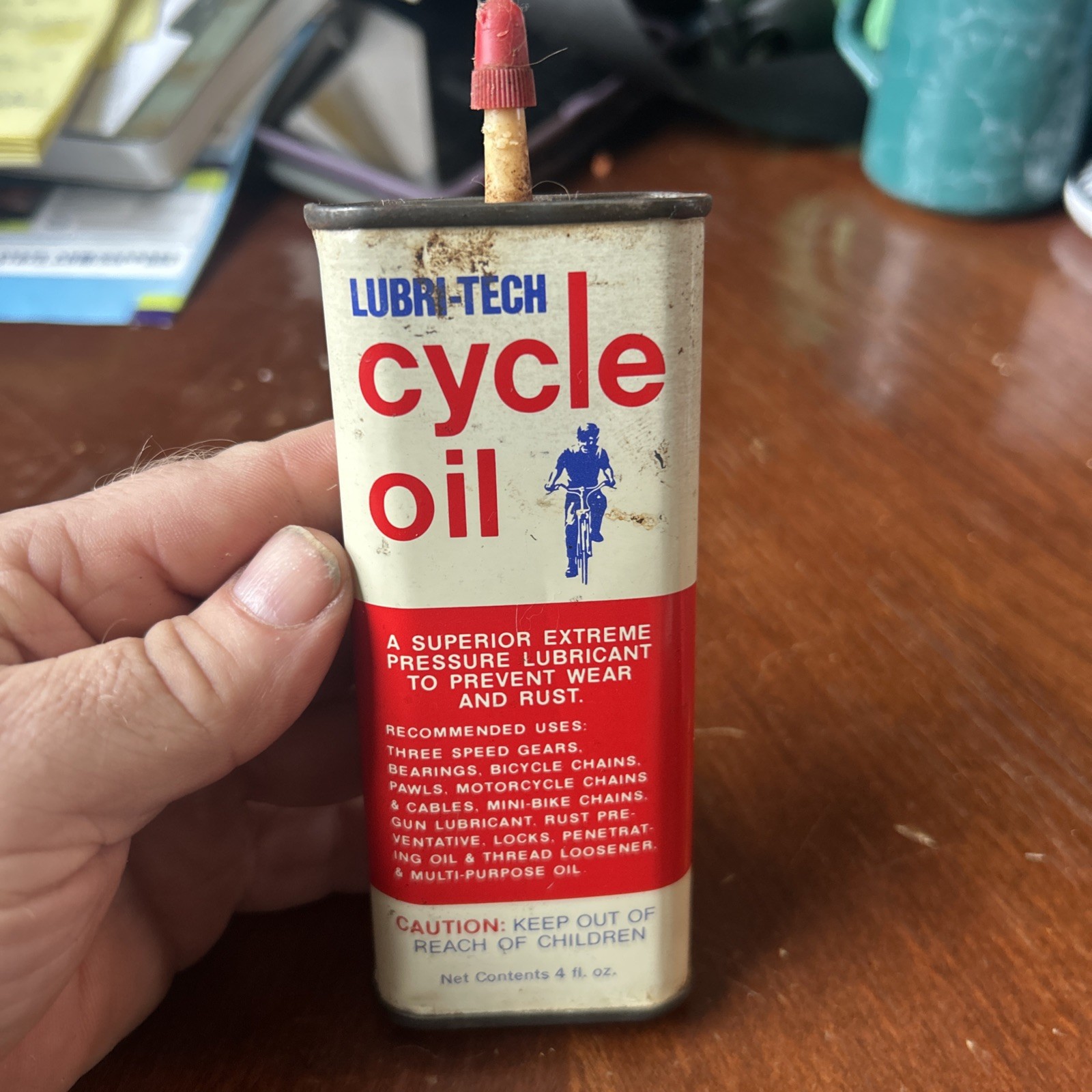 VINTAGE Lubri- Tech CYCLE OIL CAN Small Advertising Oiler