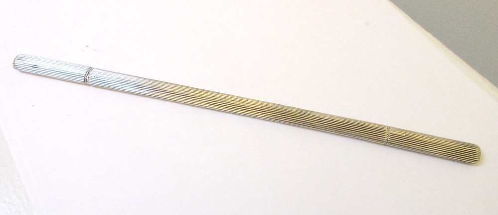 Antique Knitting Needle Guards Ribbed Silver