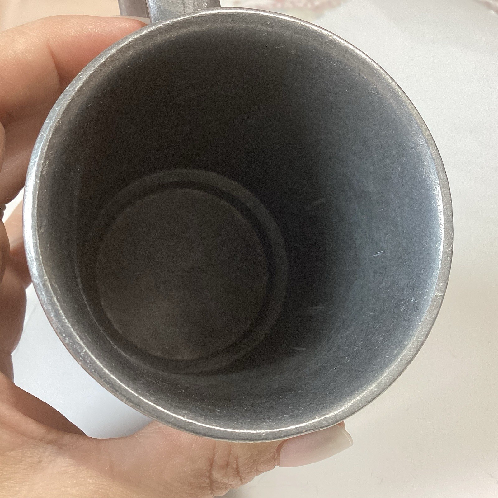 Vtg Pewter Beer Mug Stein Tankard Barware Renfaire Decor 4.5” Engraved “Fred”