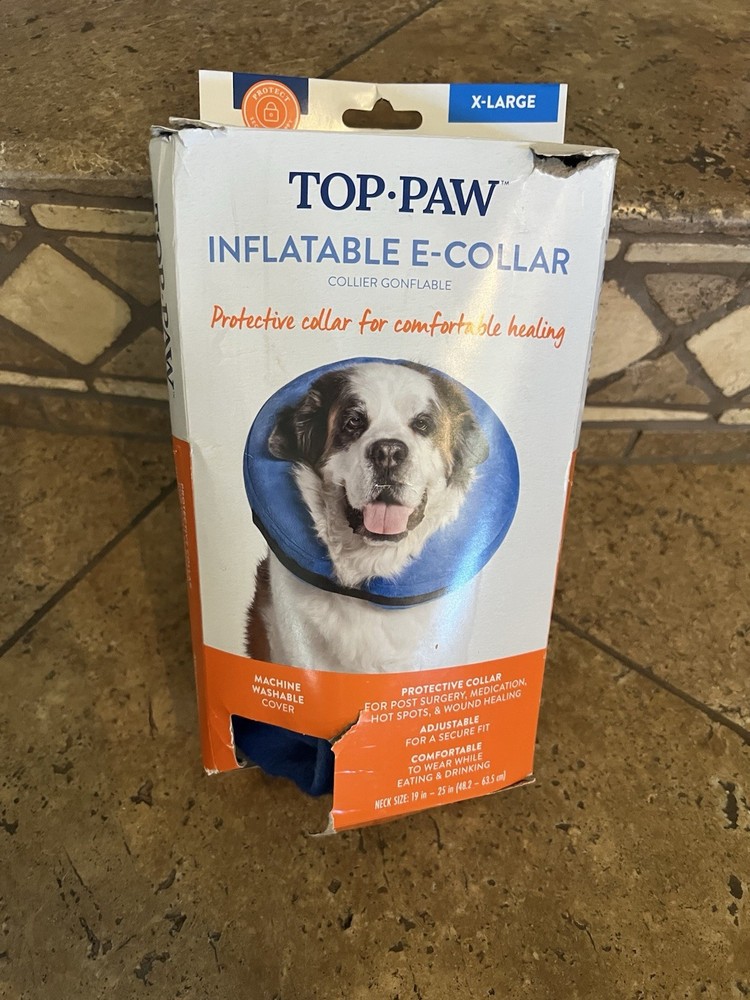 Top Paw Inflatable E-Collar XL Post Surgery New Open Box