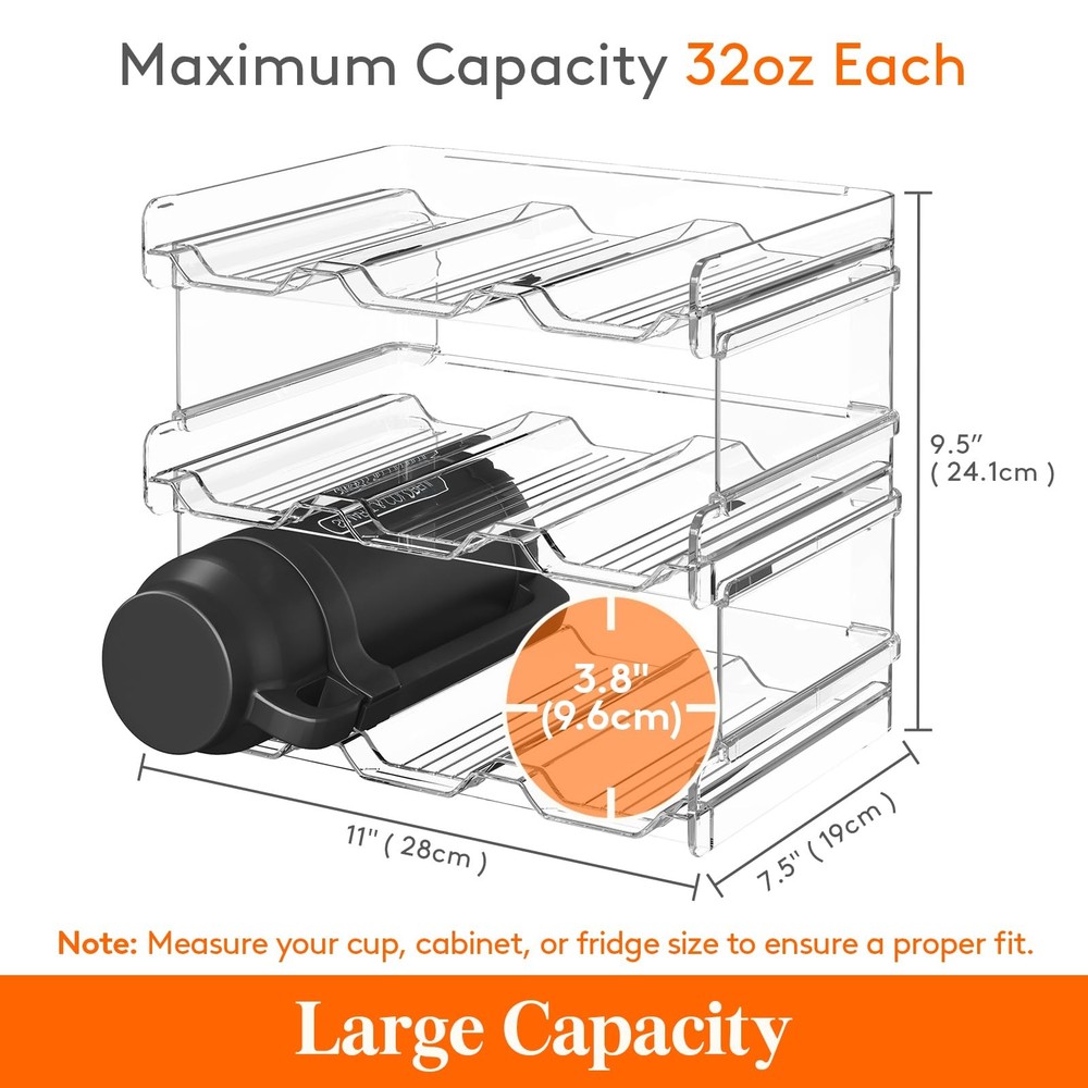 Lifewit 3 Tier Stackable Water Bottle Organizer 3 Tier-9 Bottle, C 9-bottle