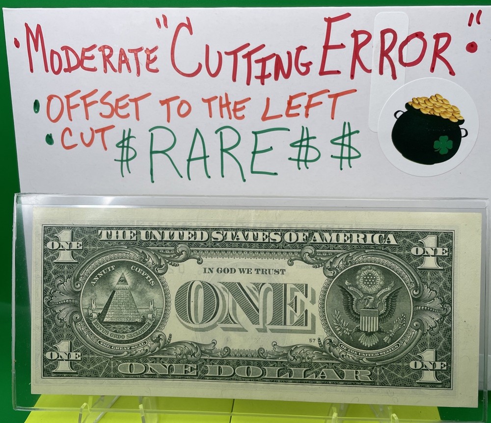 2021 $1 Bill - 💵 Cutting Error & Shifted Overprint! MODERATE MULTI-ERROR NOTE!