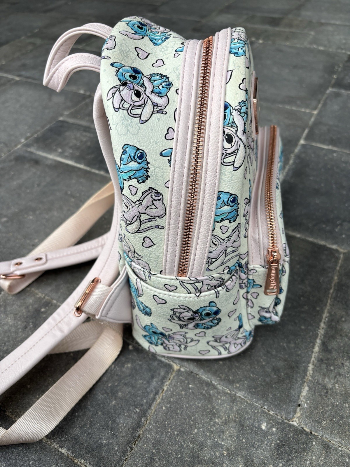 Disney Parks Stitch And Angel Valentines All Over Mini Backpack 2024