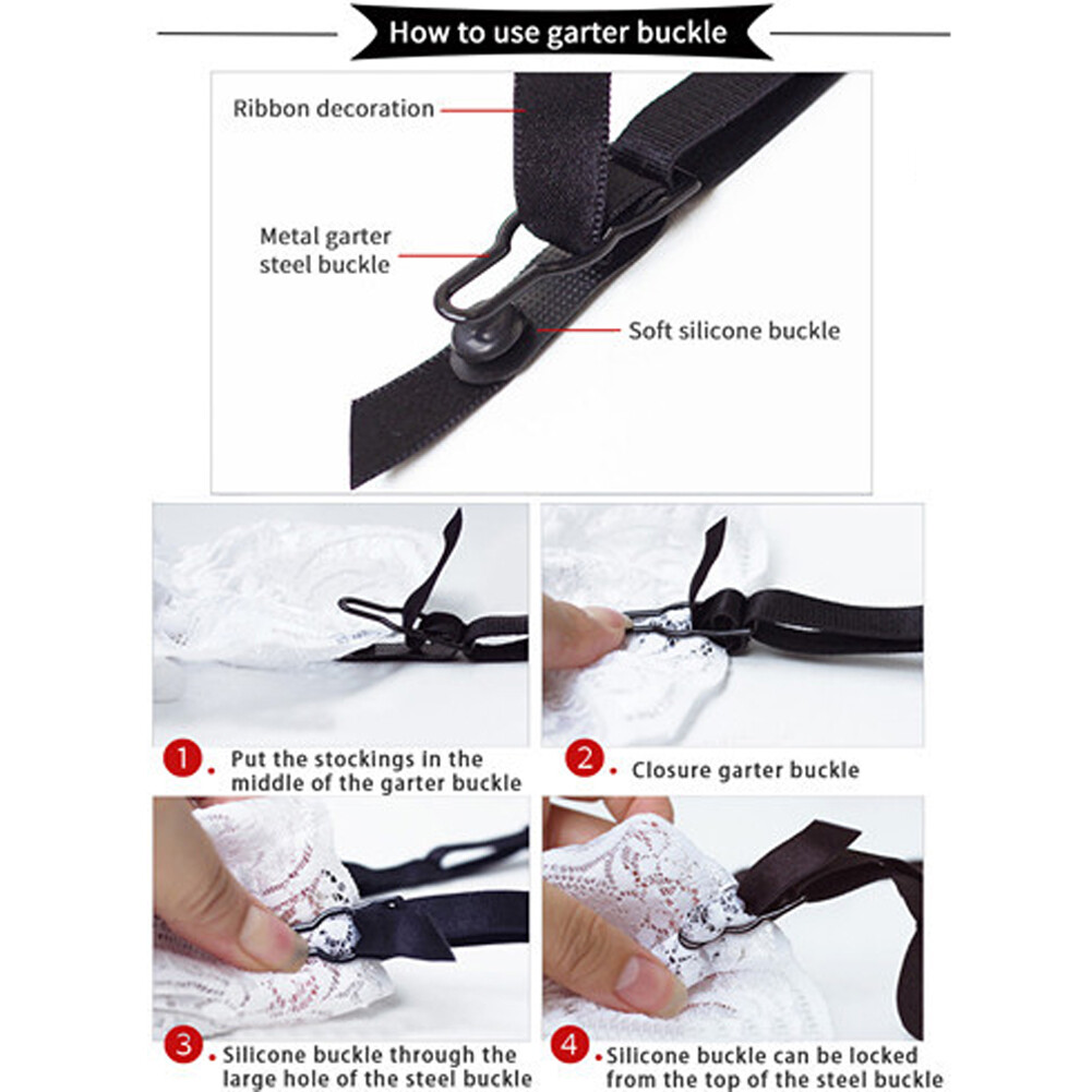 Women's Mesh Lace Garter Belt Sexy Sheer Lingerie 4 Straps Suspender Plus Size