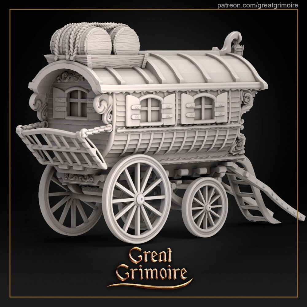 Vardo Gypsy Caravan Miniature | D&D DnD |