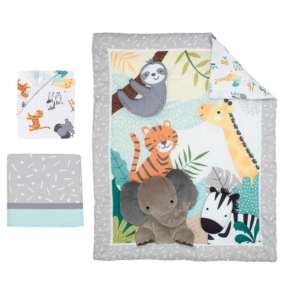Mighty Jungle 3Piece Crib Bedding Set, Multicolor 283003V
