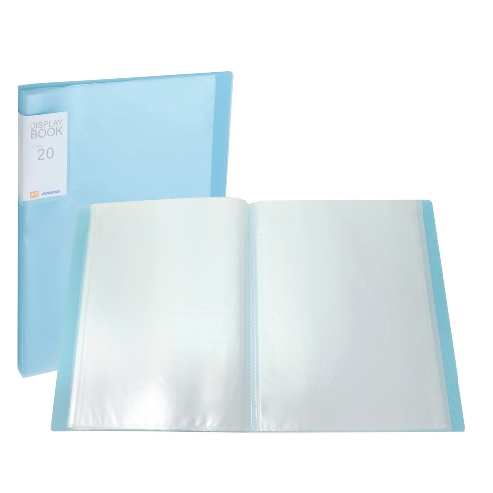 9.4x12.2" Binders with Plastic Sleeve, PP 20 Pockets Sheet Protector Blue