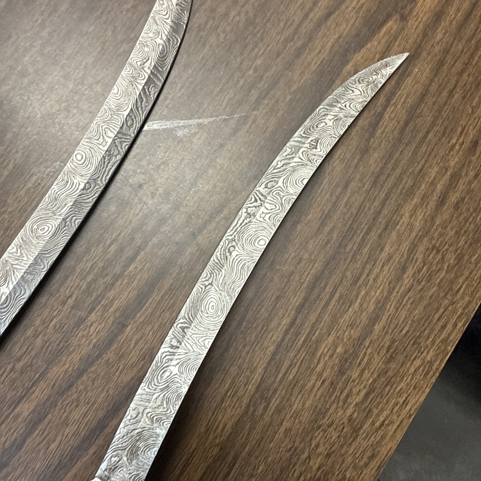 Metal Demascus Miniature Lot 2 Swords Military Decor No Scabbards Bundle Metal