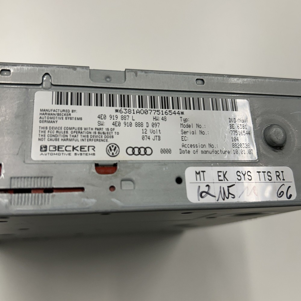 2009 Audi A8 D3 DVD Navigation System Unit OEM 4E0919887 L