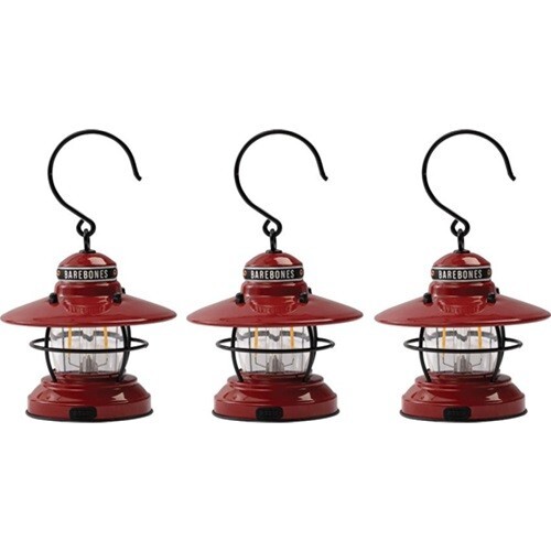 Barebones Living Edison Red Mini Lantern Red 3pk