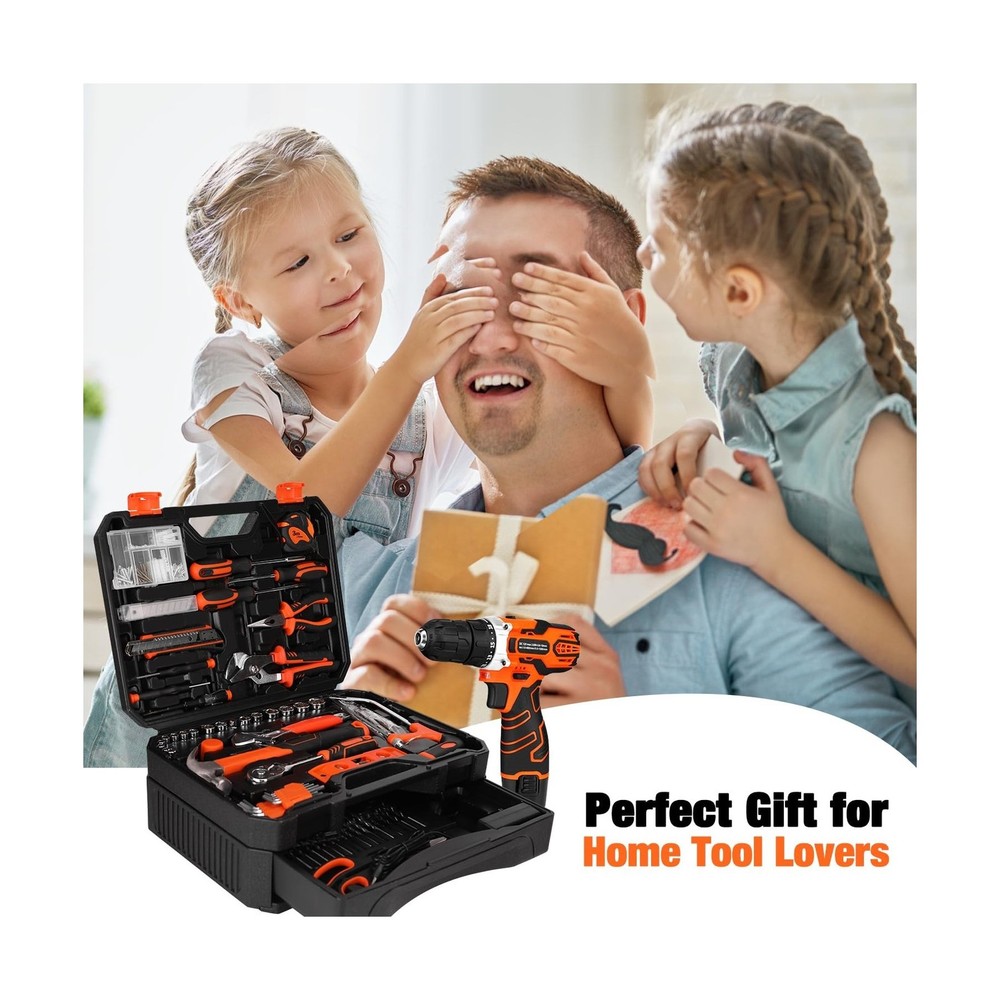 255-Piece Tool Set - Tool Kit with 12V Cordless Drill Driver, Toolbox Storage...