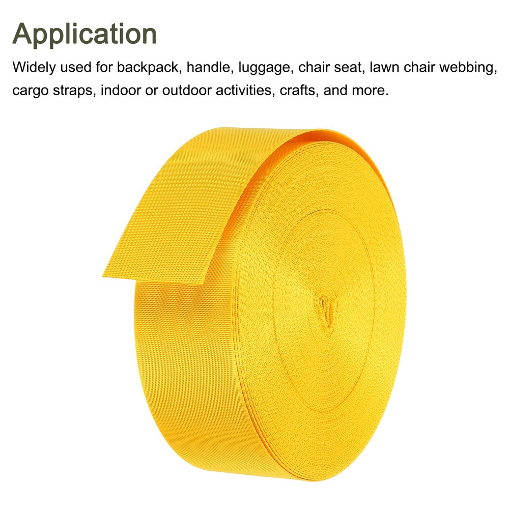 Flat Nylon Webbing Strap 2 Inch 25 Yards Corn Yellow for Backpack