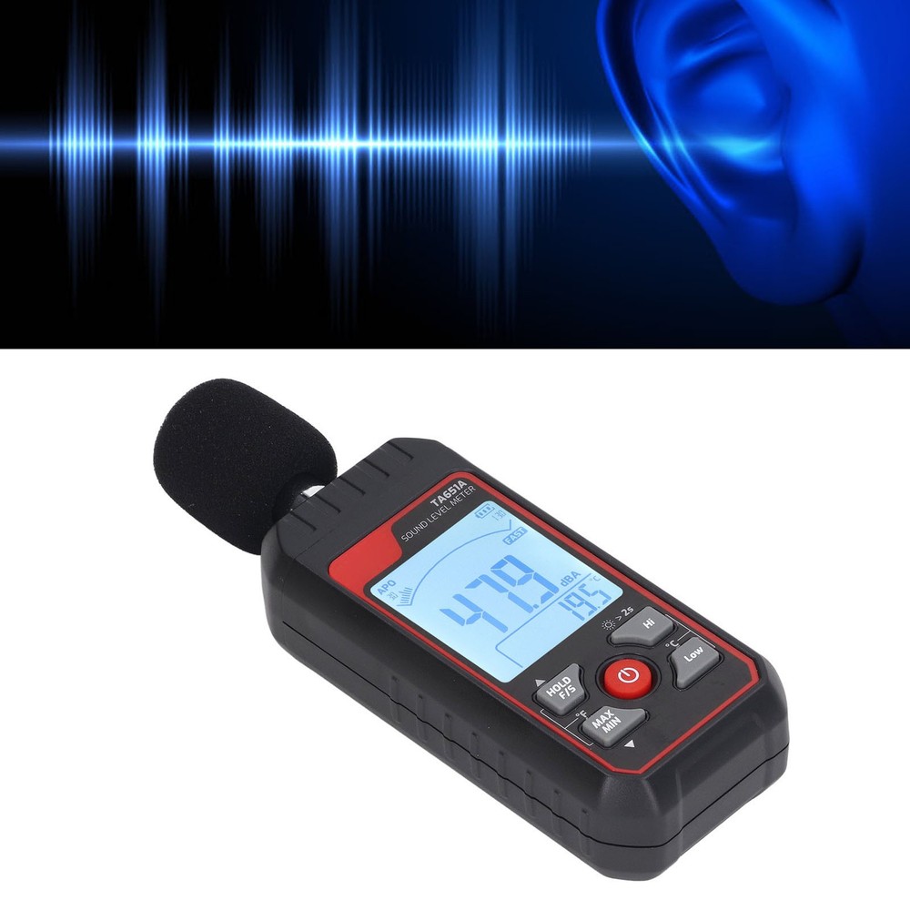 Sound Level Meter Sensitive Quick Response LCD Backlit Noise Tester Black