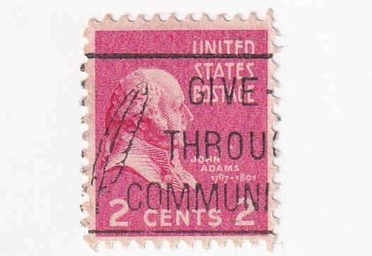 STAMP US SCOTT 806 "John Adams" 2 CENT 1938 USED HAS FEATHER CANCEL - A