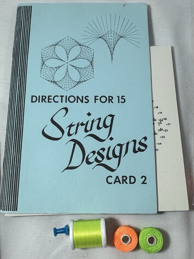Vtg 70s Geometric String Art Craft kit 3 Set 45 Designs Mini-Math Complete Rare