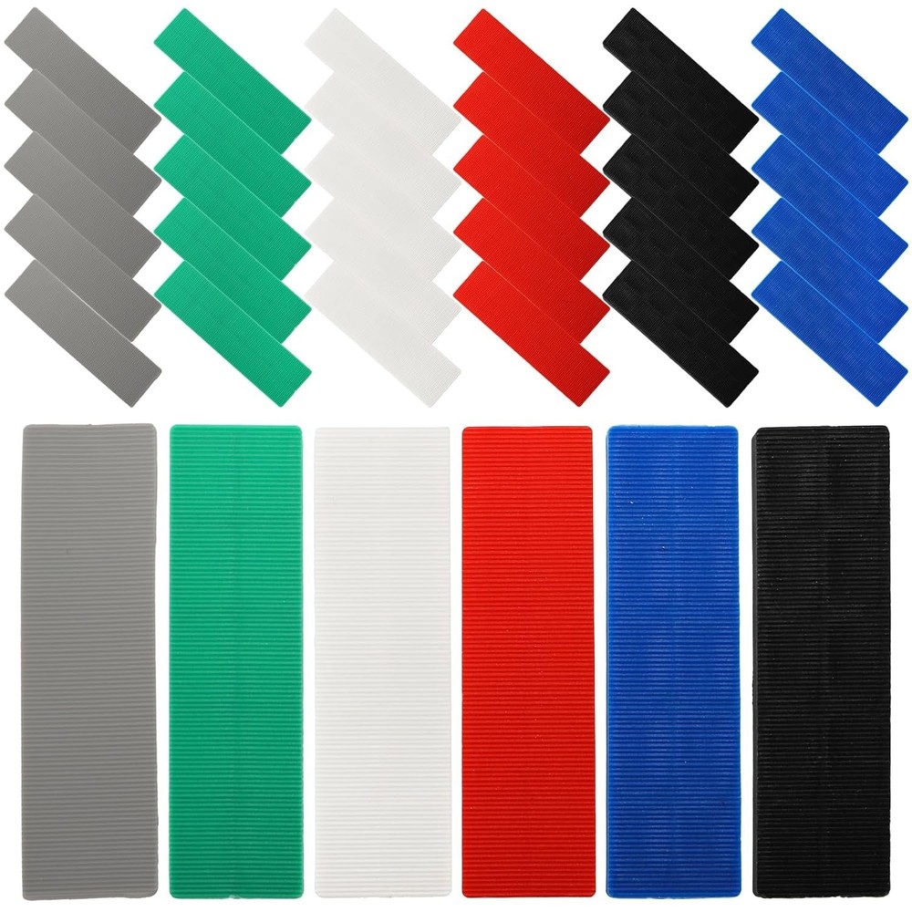 300 Pcs Plastic Flat Shims for Leveling, 6 Size Structural Tile Composite Shims