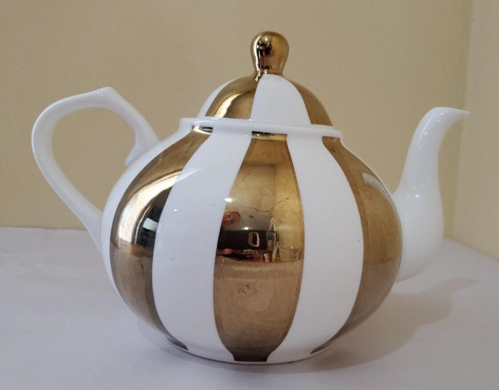 Gold Stripe Teapot by Grace's Teaware