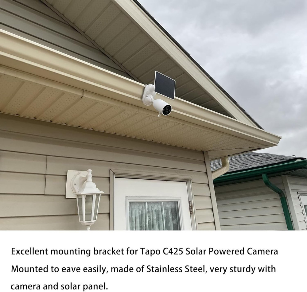 Gutter Mount Stainless Steel Bracket for Eufy Security Solocam S340, Solar Secur