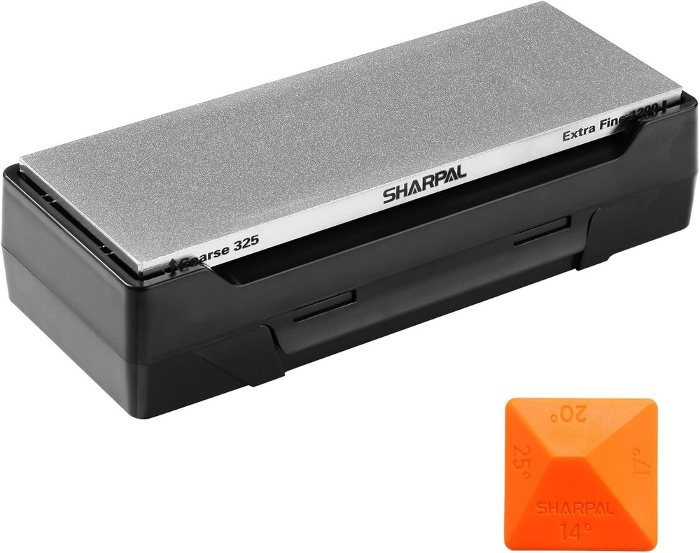 Double-sided Diamond Sharpening Stone for Knives with Storage Case & Angle Guide
