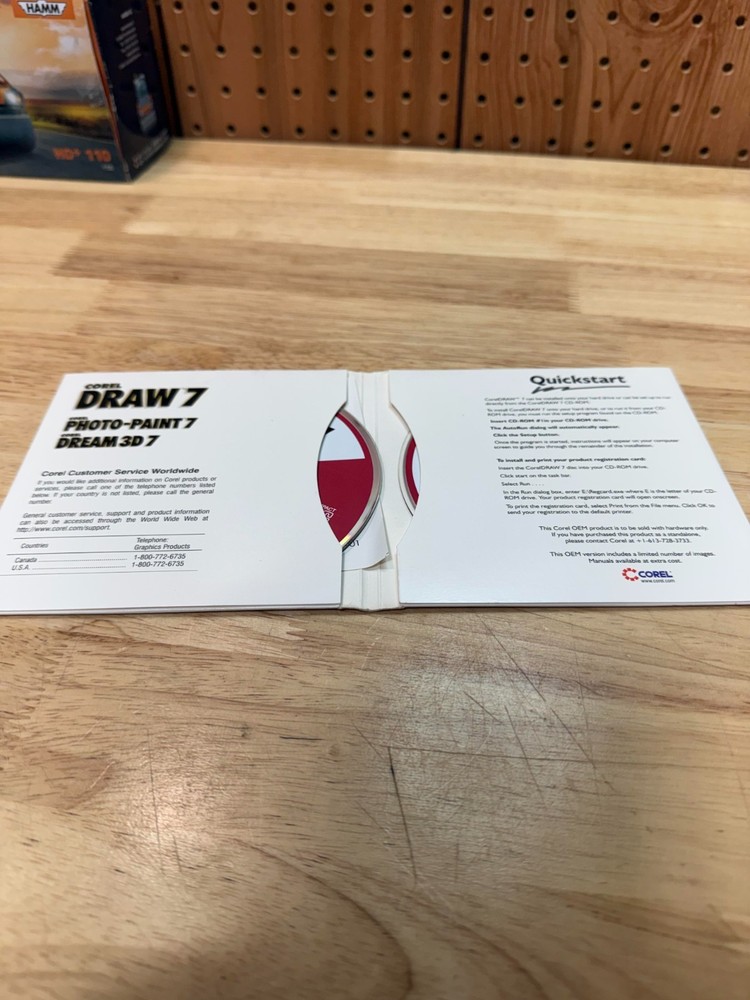 Corel Draw 7 Windows 95 Software 1998 Two Disc Serial Number