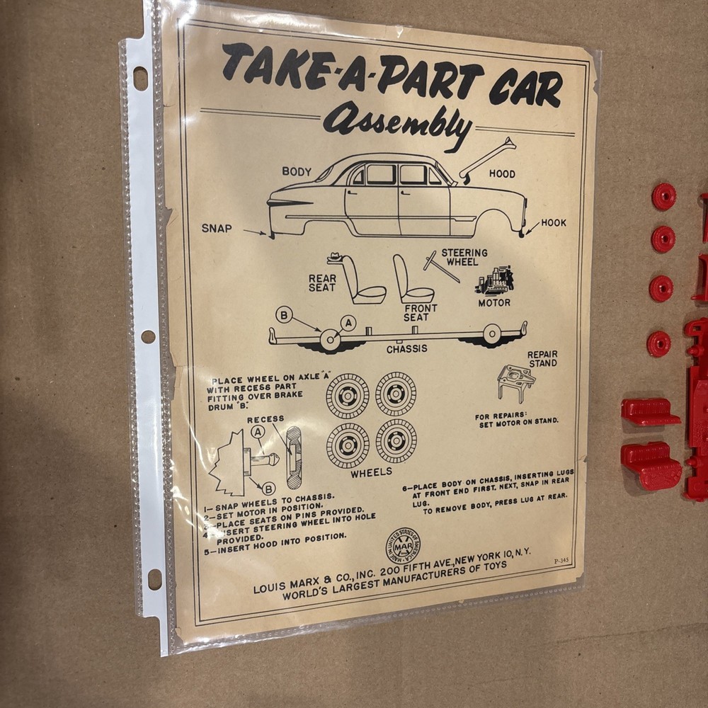 Marx Take- A- Part CAR WITH ORIGINAL INSTRUCTION SHEET