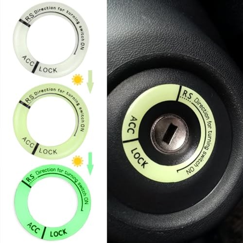 4PCS Ignition Switch Luminous Decoration Ring,Car Engine Start Stop Decoration