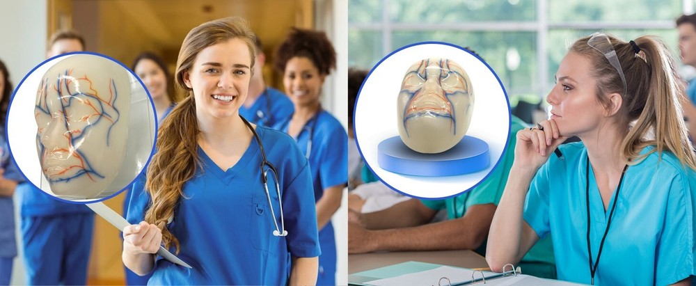 Facial Micropigmentation Practice Models, Realistic Imitation Human Skin Reused