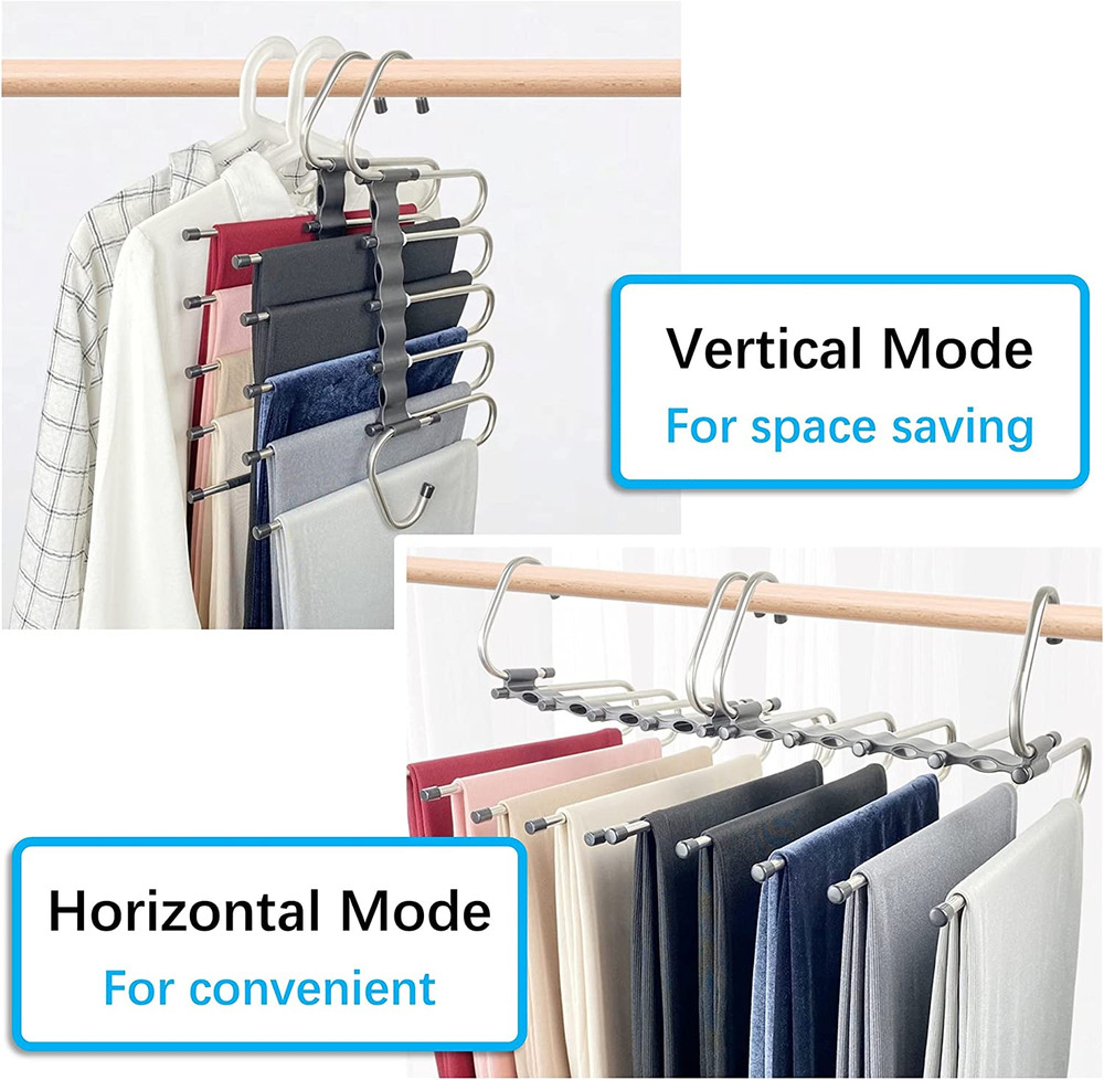 Magic Pants Hangers Space Saving - 2 Pack for Closet Multiple Layers Multifuncti