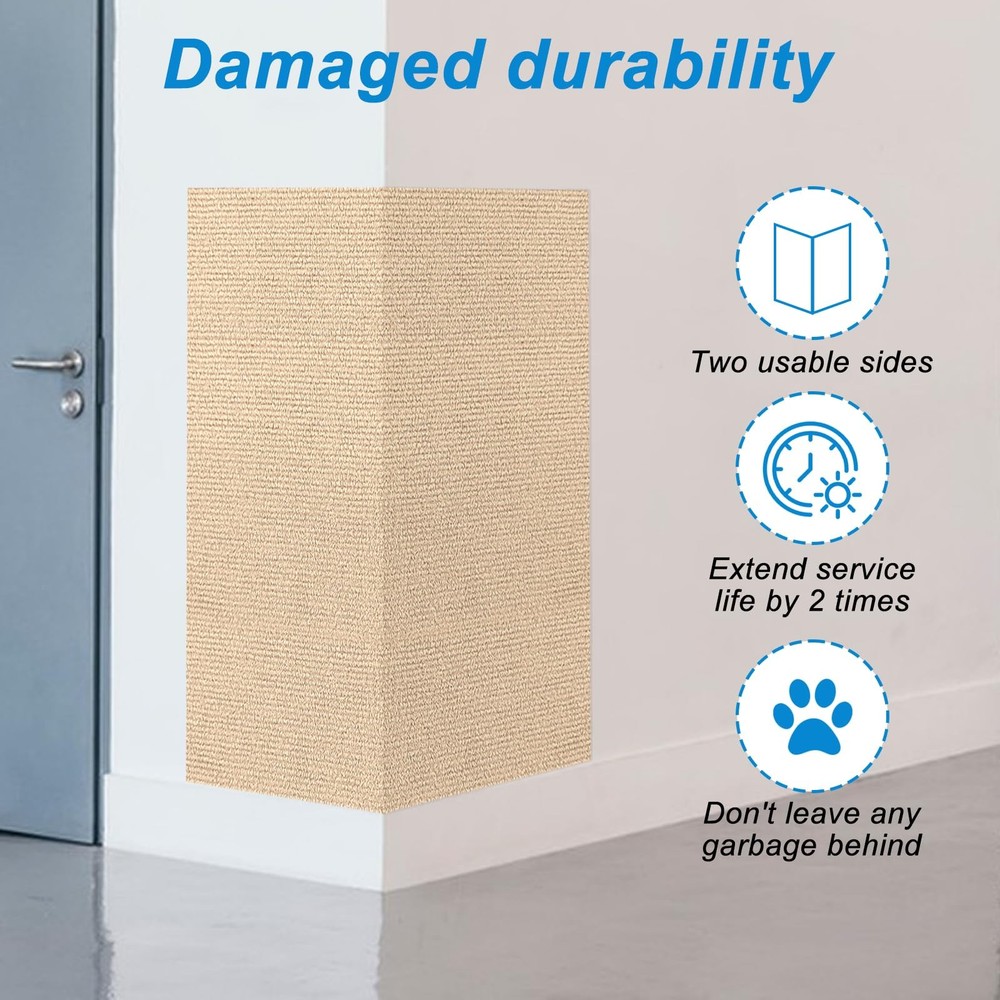 4 Pack Cat Scratch Mats 24”x16”, Self-Adhesive Trimmable Cat Scratching Post ...