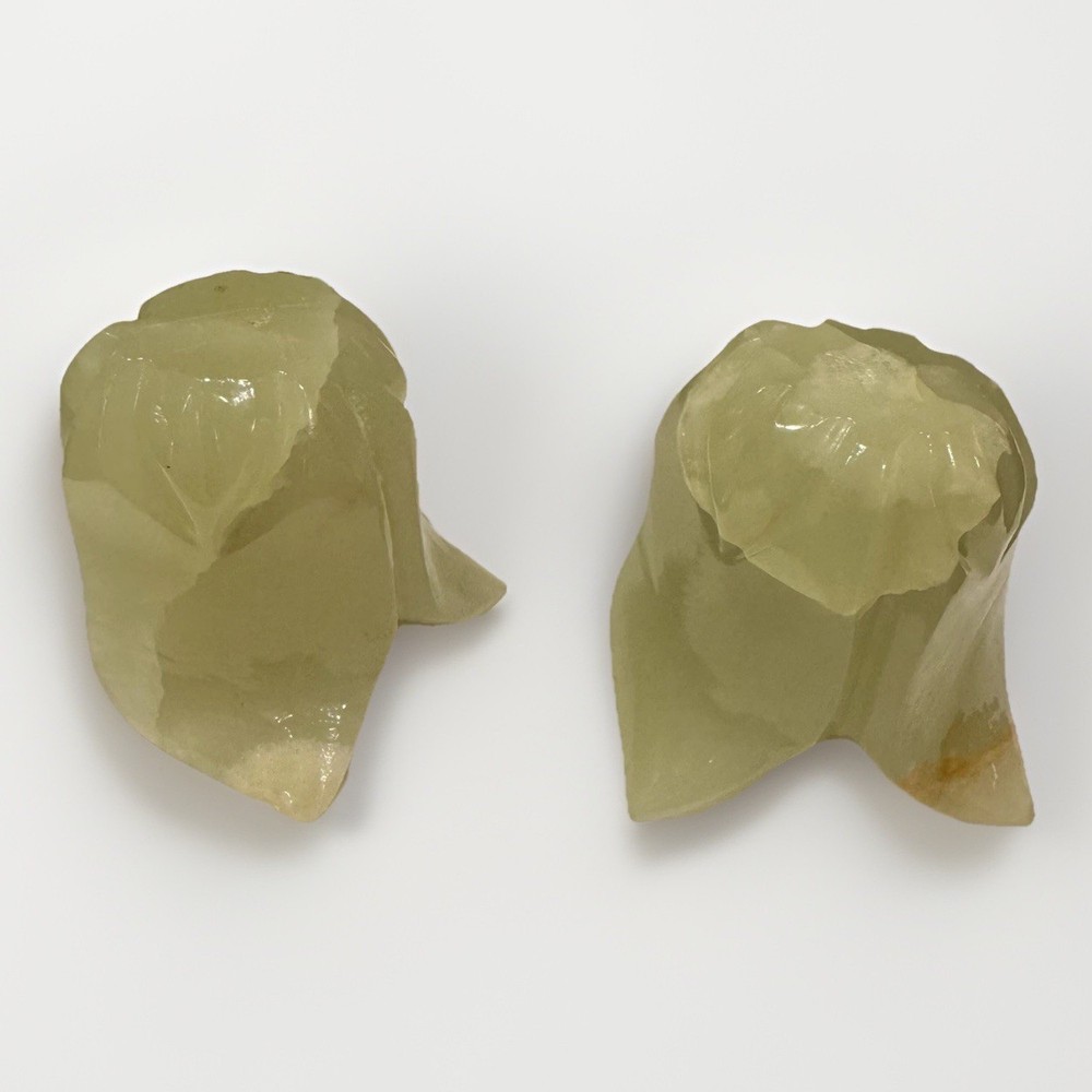 2 Rose Shaped Marble Candle Holders Slag