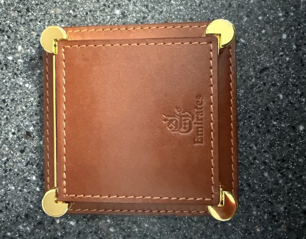 Emirates Leather With Gold Embellishment Post-it Note Holder NEW