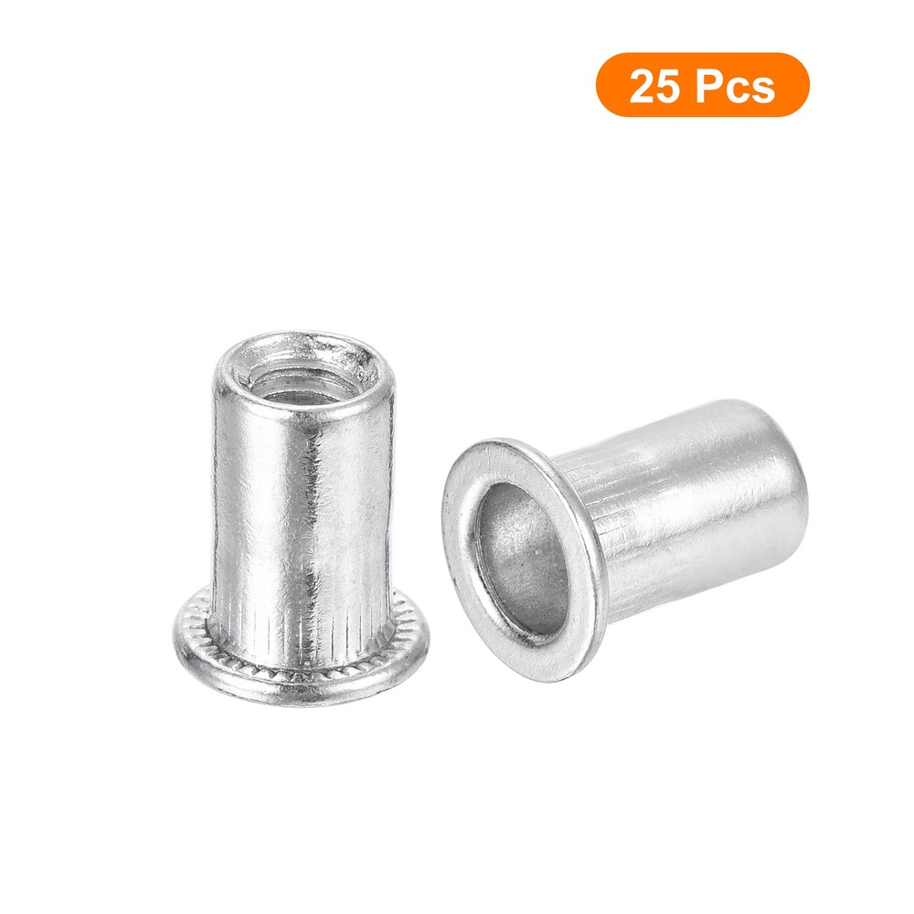 25Pcs Rivet Nuts Flat Head, M6 Aluminum Alloy Thread