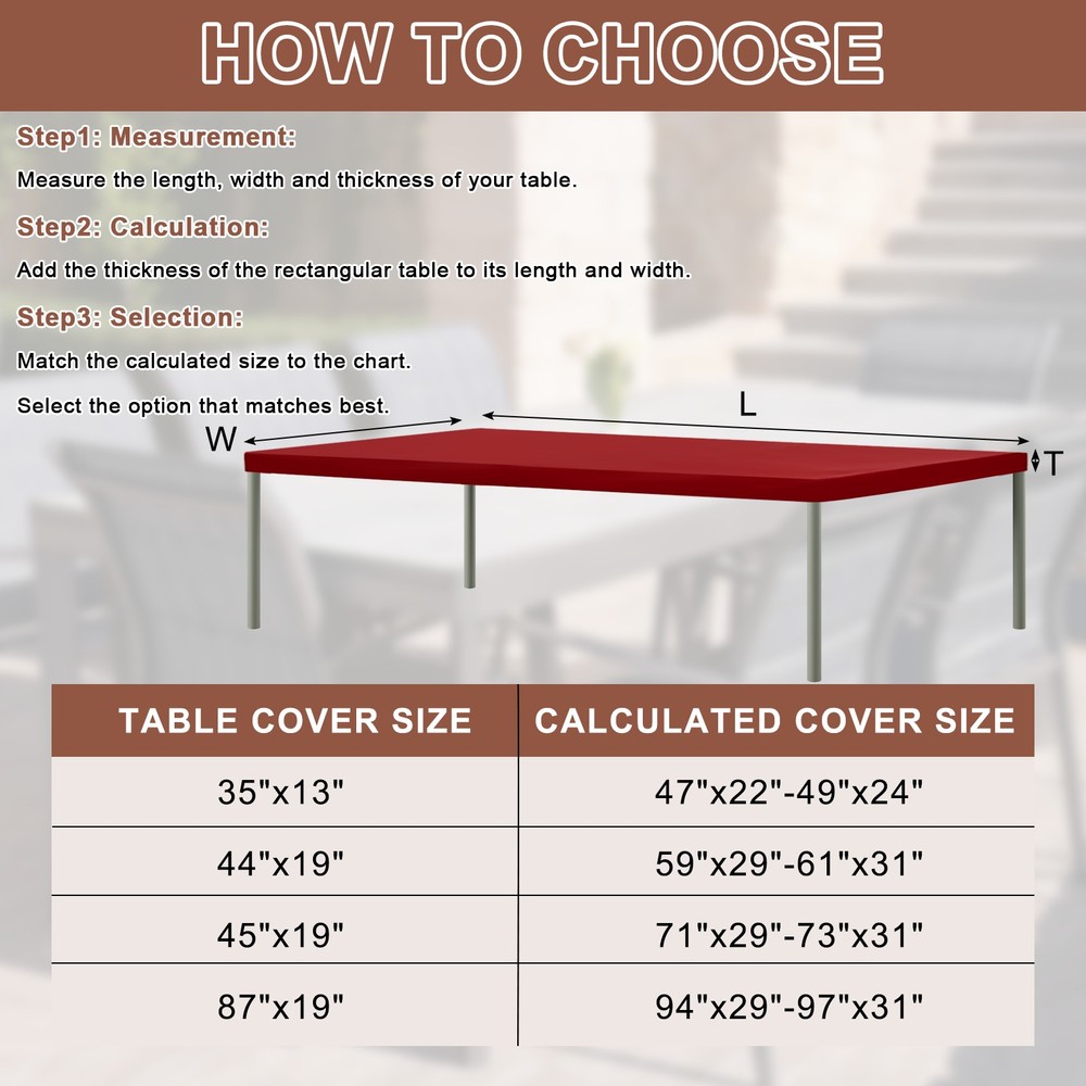 Fitted Tablecloth Fit 8ft Rectangle Table, Table Cover (96"x30", Wine Red)