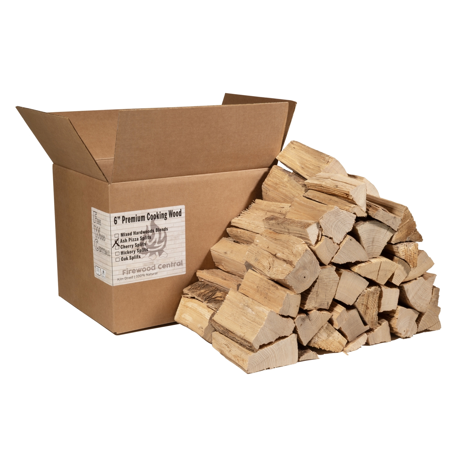 Firewood Central Kiln-Dried Ash Wood 6” Splits (30-35 Pieces) for BBQ & Cooking
