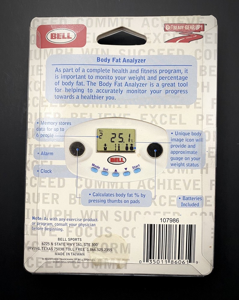 BELL Hand-Held Body Fat Analyzer - Palm-Size - simple to use! LCD