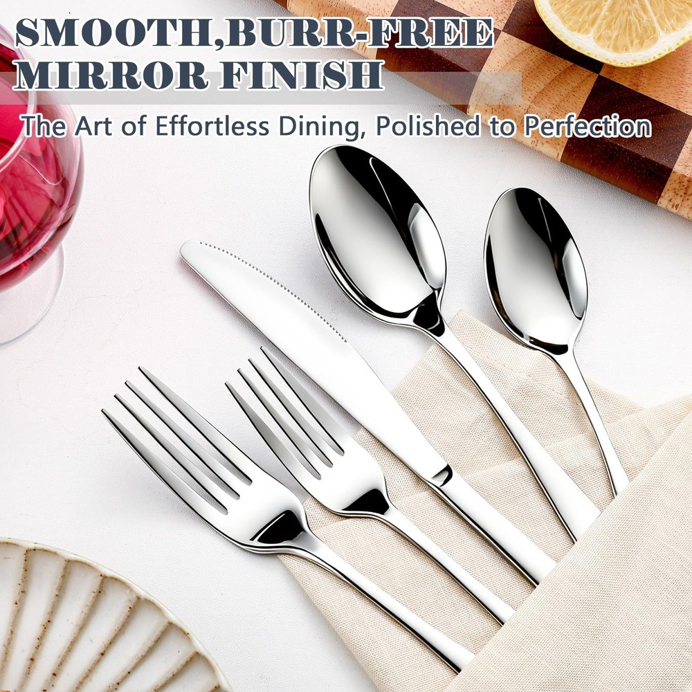 49-Piece Silverware Set with Organizer - Stainless Steel Silverware Set for 8...