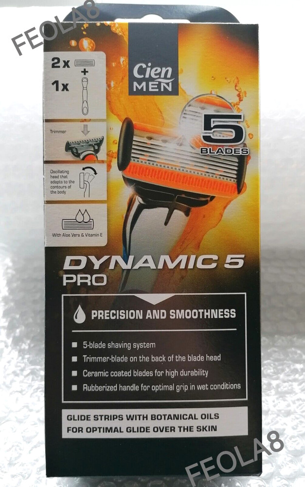 Cien Men Dynamic 5 Pro Blade Shaving System. Quick & Smooth. 1×Handle 2× Refill