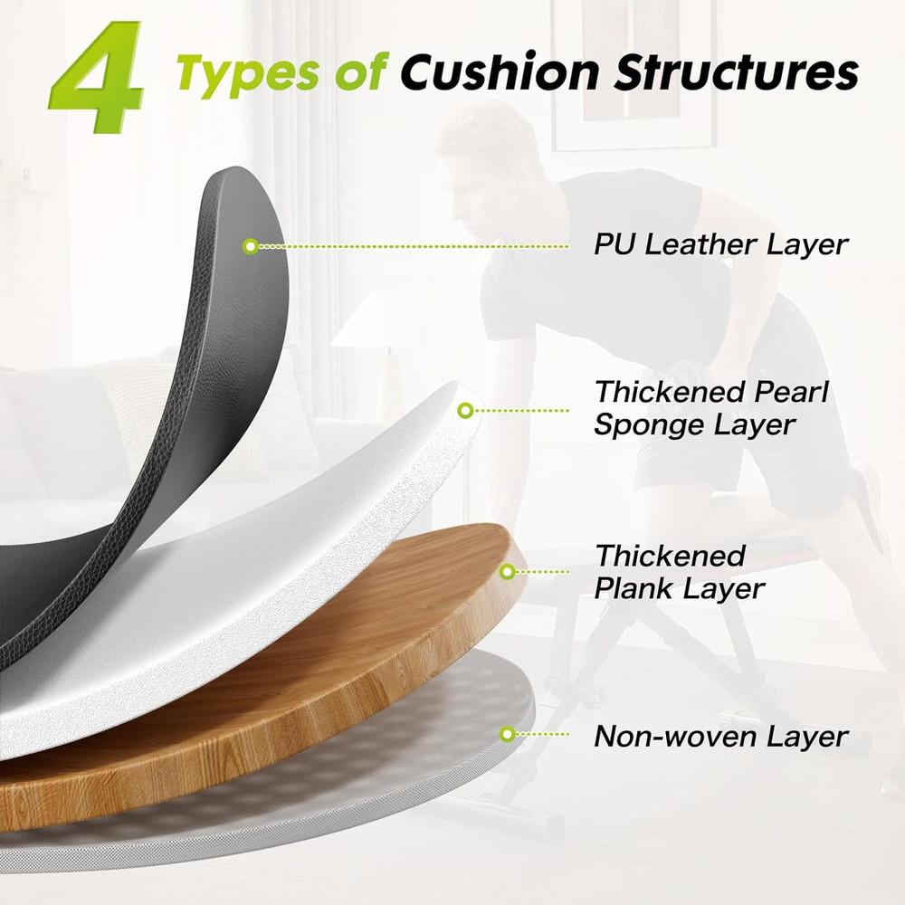 Adjustable Weight Bench for Full Body Strength Training, Foldable Workout Bench