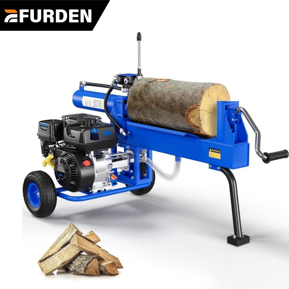 Efurden Log Splitter Portable 20Ton Auto Return 7HP Engine Firewood Splitting