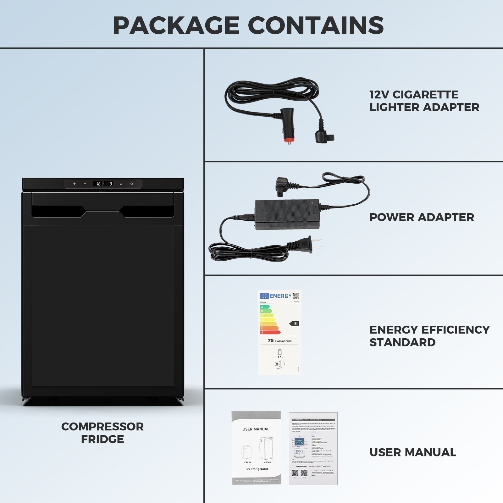 12 Volt Car Refrigerator Portable Freezer 68QT/65L Truck RV Fridge APP Control