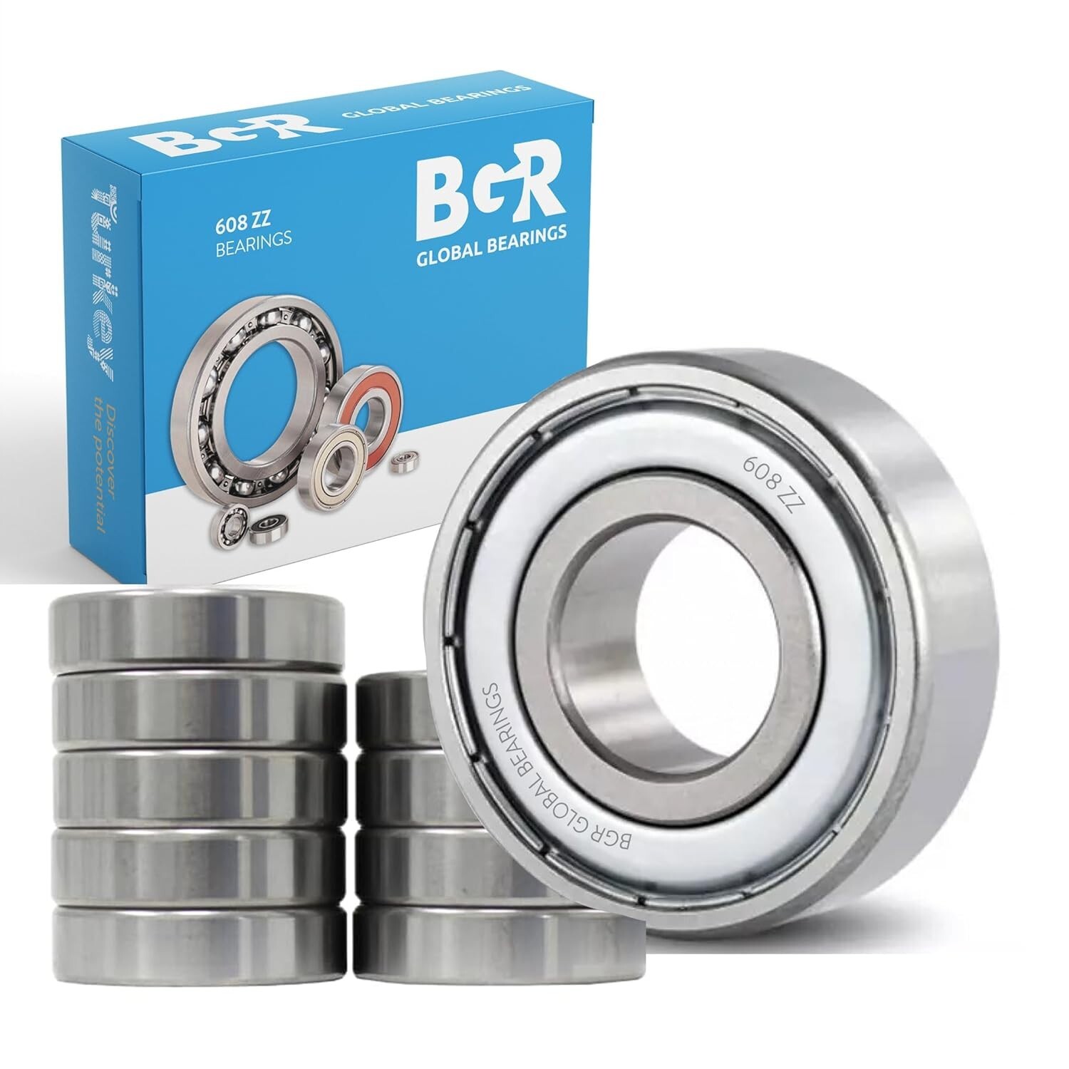 BGR (10 pcs) 608 ZZ Metal Shielded Ball Bearing,  8x 22x7 mm