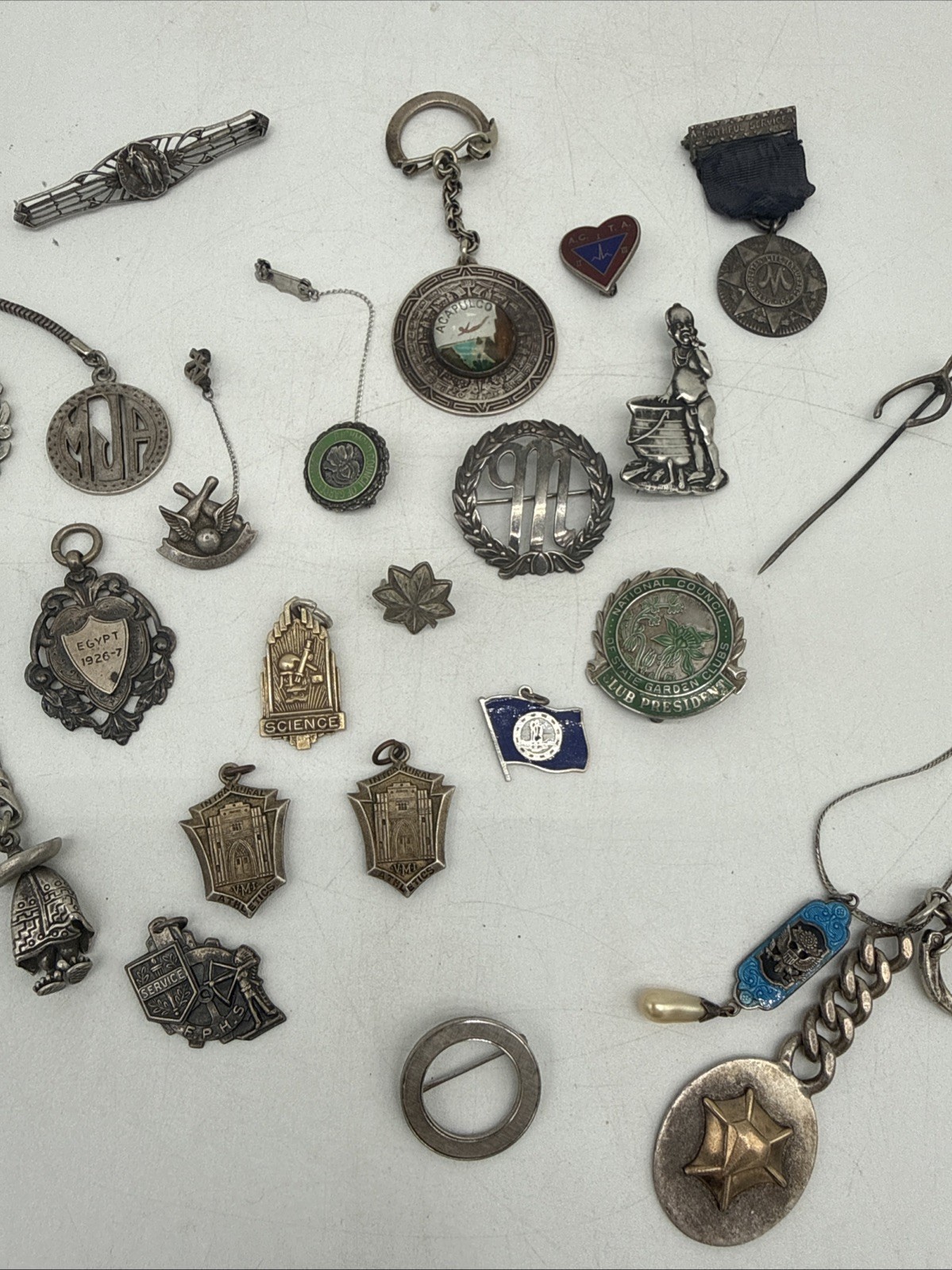 Sterling Silver Lot of Charms Keychains Awards ETC Approx 5.5 Ounce