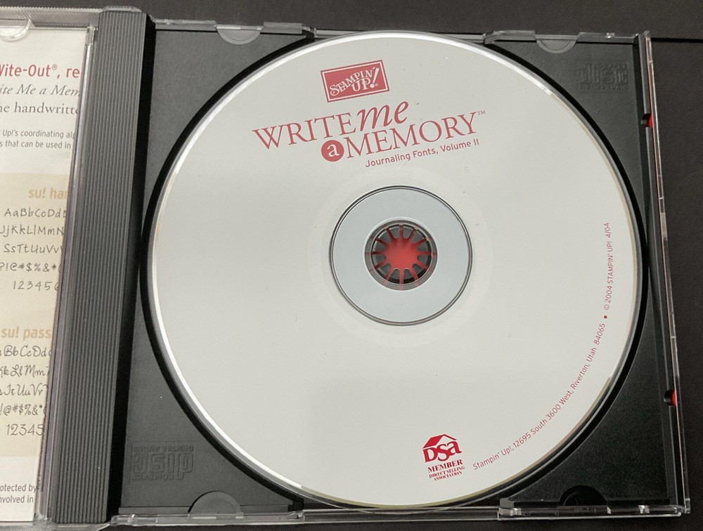 Stampin Up - WRITE ME A MEMORY Journaling Fonts Vol II 2 PC CD Windows