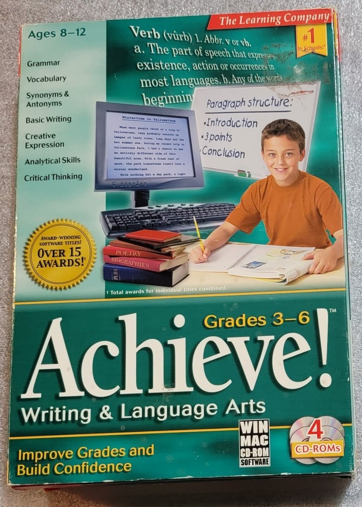 Achieve! Writing & Language Arts Grades 3-6 CD Learning Software Windows & Mac