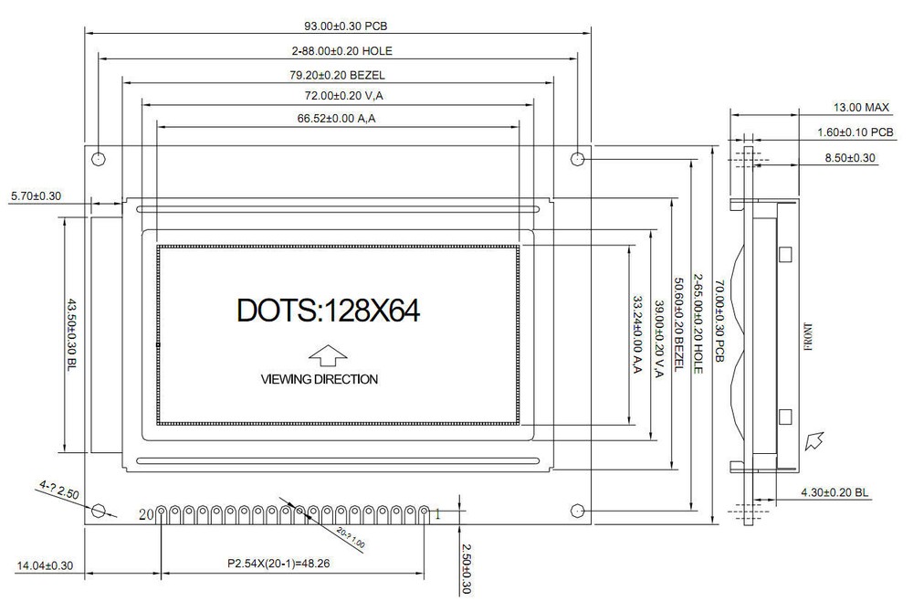 Black 128x64 Graphic LCD Display Module w//KS0107+KS0108 Controller,Tutorial