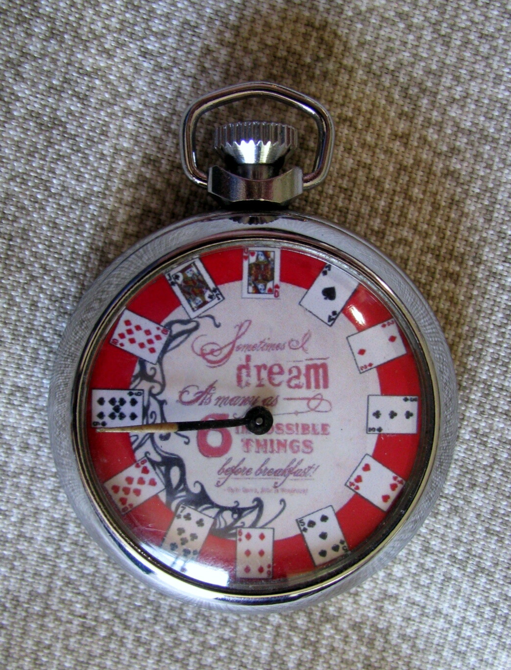 FINE VINTAGE GAMBLING WATCH STYLE 12 CARDS IN 4 SUITS POCKET MECHANICAL DEVICE