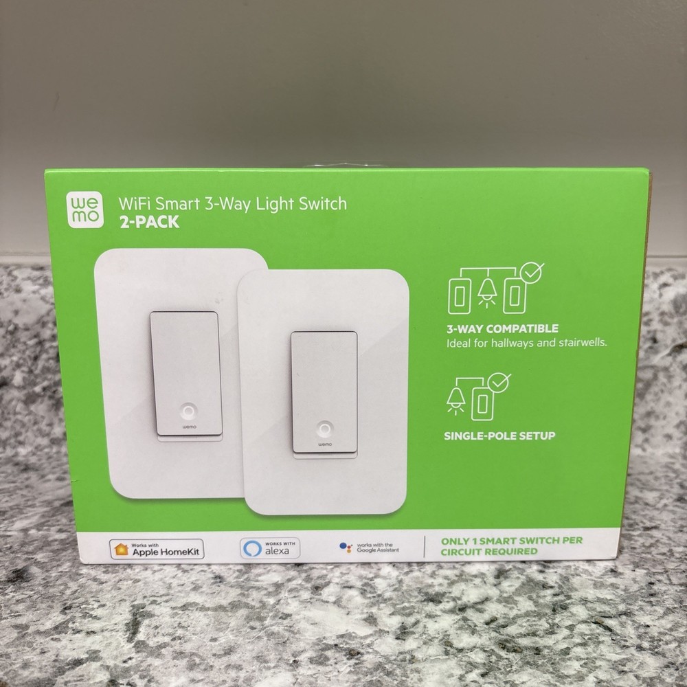 Wemo 3-Way WiFi  Smart Light Switch WLS0403, 2 pack – HomeKit, Alexa, Google