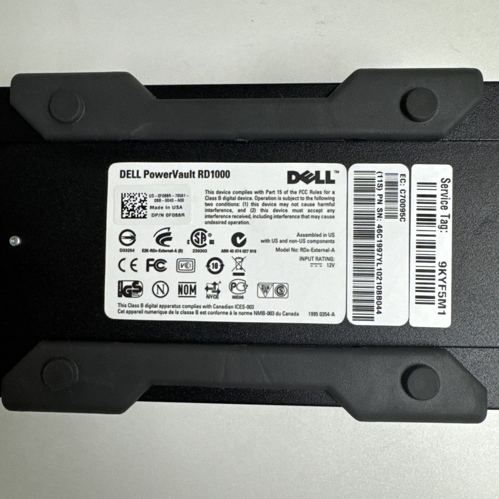 Dell PowerVault RD1000 USB Data Cartridge Reader / Backup Device RDX NO CORD