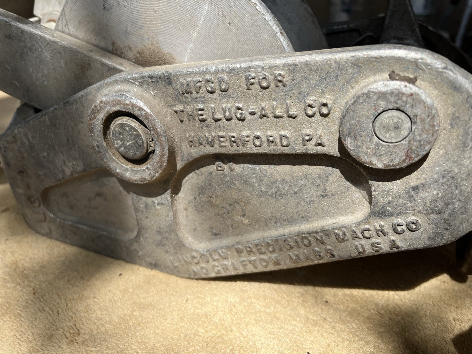 LUG-ALL Model 6000-15 Aluminum Hoist MFG By Lincoln Precision For Lug-All Tested